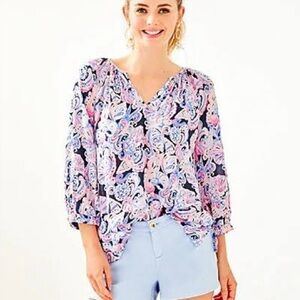 Lilly Pulitzer 3/4 Sleeve Willa Top Blouse - It’s For Shore